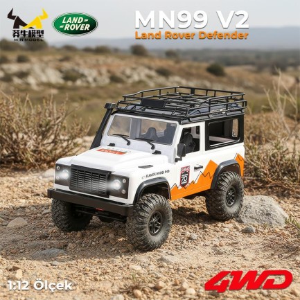 MN Model MN99 V2 1/12 Land Rover Defender D90 4WD RC Model Crawler Offroad Uzaktan Kumandalı Araba Truck RTR Beyaz+Dahili Işık Seti MN-99